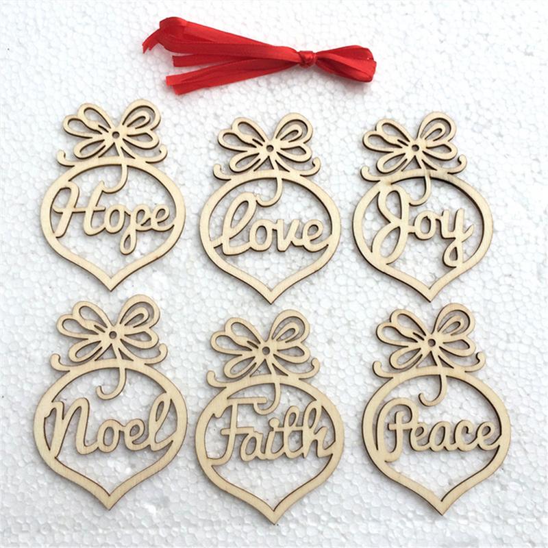 6Pc Merry Christmas Decorations For Home Wooden Hollow Ornament Christmas Tree Hanging Pendant Decoration Xmas Decor #WO