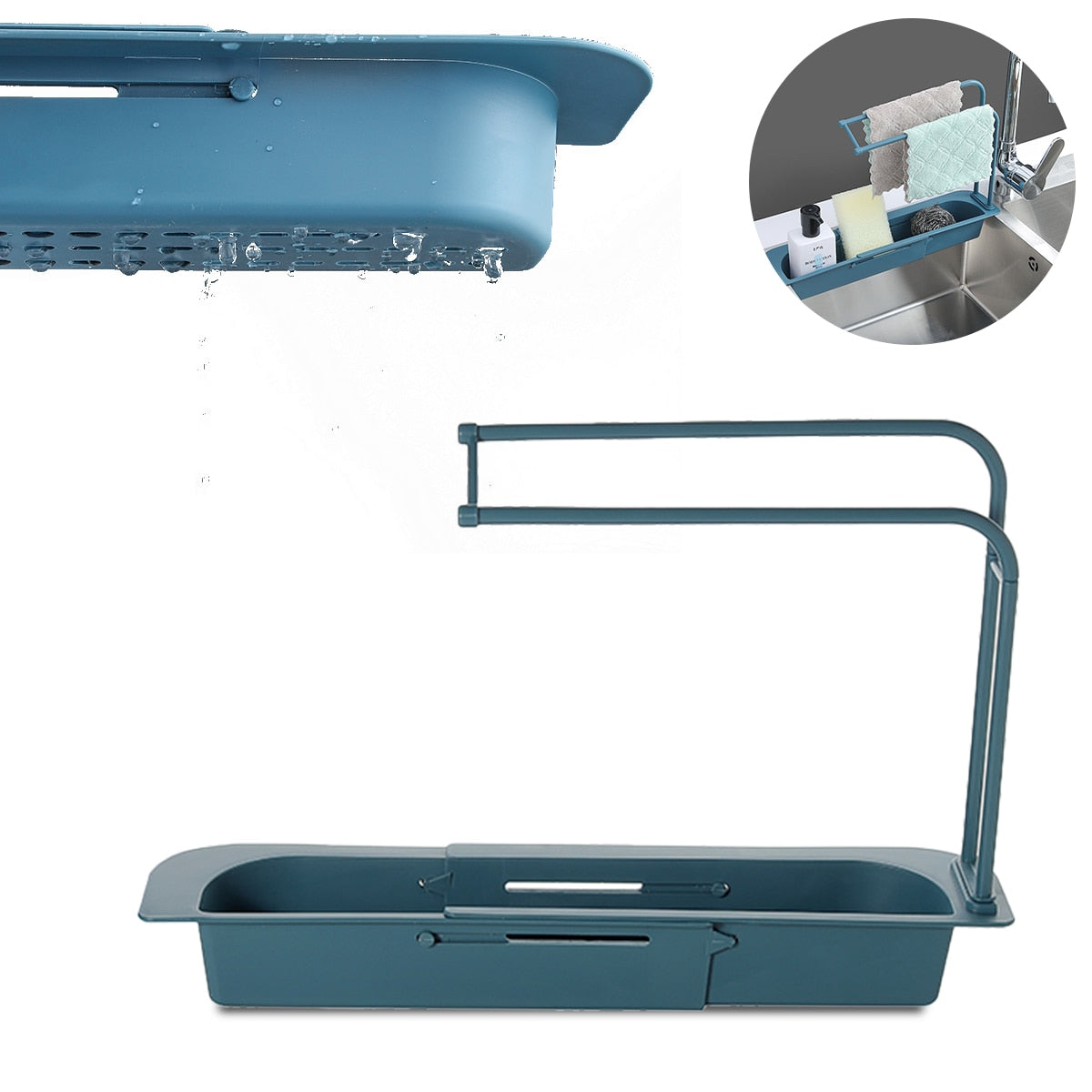 Telescopic Sink Kitchen Drainer Rack Storage Basket Bag Faucet Holder Adjustable Bathroom Holder Sink Kitchen Accessorie