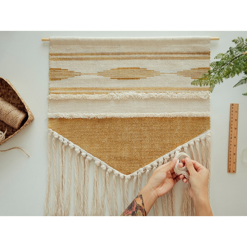 Boho Hanging Tapestry Vintage Fabric Macrame Decoration Watt-hour Meter Box Cover Hotel Hanging Blanket Home Office Wall Decor