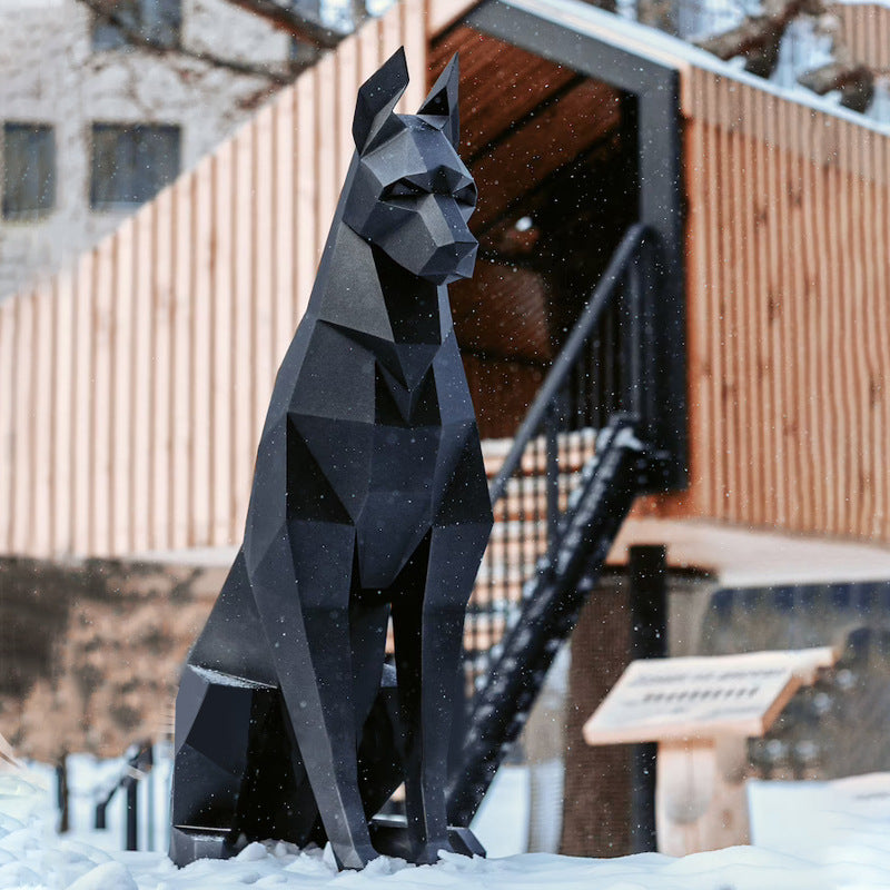 68 or 100cm Doberman Pinscher Black Paper Model Home Decor Geometric Art DIY Handmade Toy Gift