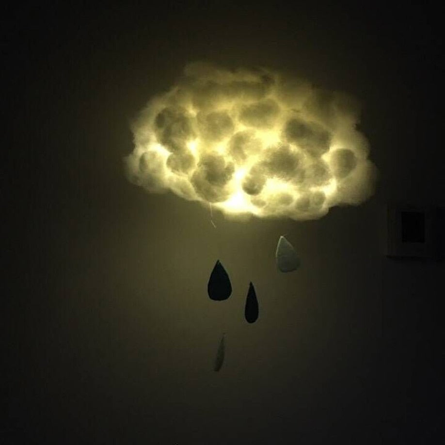 DIY Handmade Cute Cotton Cloud Shape Light Hanging Night Light For Birthday Gift Home Bedroom Decor