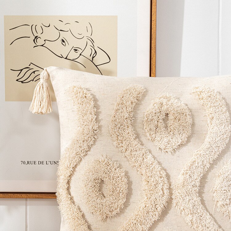 Tassels Cushion Cover 45x45cm Beige White Pillow Covers Decorative Pillow Case Square Home Boho Decor Macrame Pillowcase