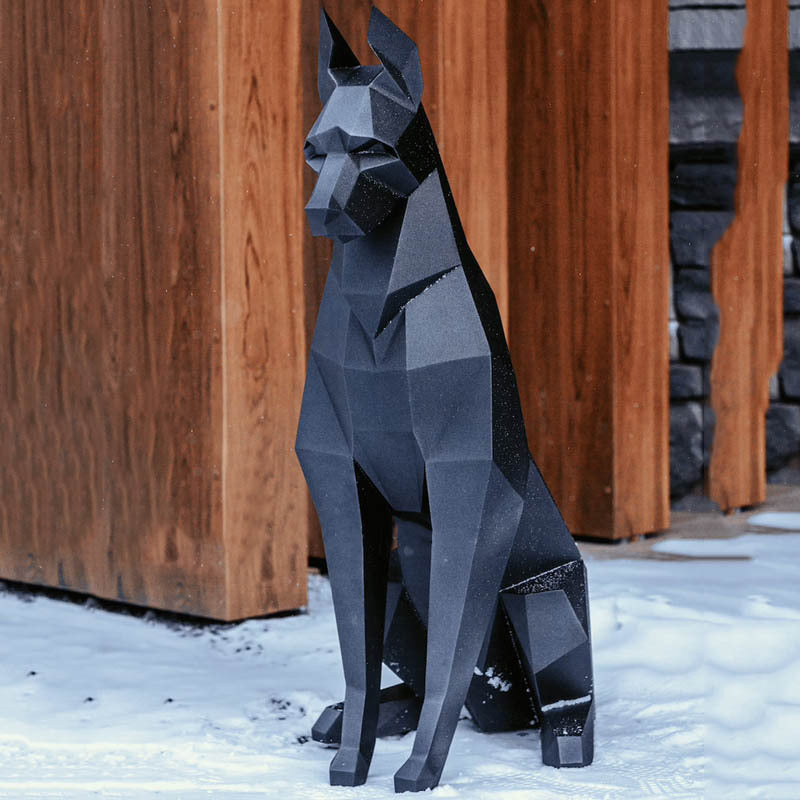 68 or 100cm Doberman Pinscher Black Paper Model Home Decor Geometric Art DIY Handmade Toy Gift