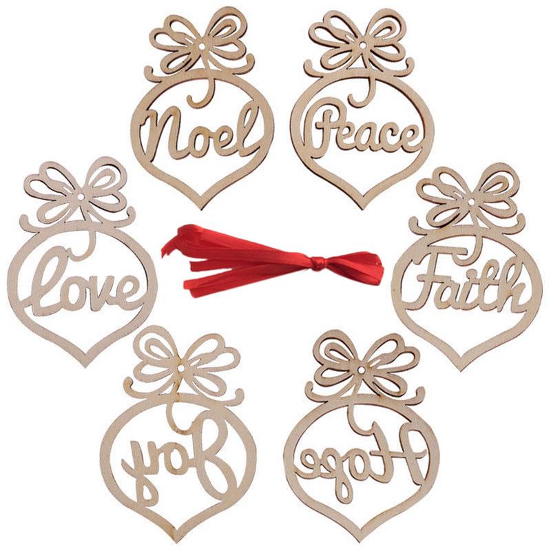 6Pc Merry Christmas Decorations For Home Wooden Hollow Ornament Christmas Tree Hanging Pendant Decoration Xmas Decor #WO