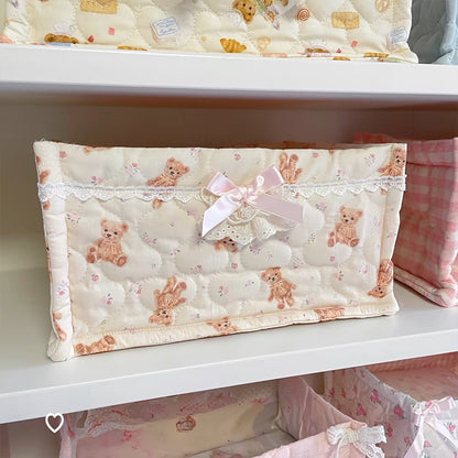 1pc Square Storage Basket: Desktop Organizer, Korean Quilted Design, Cute Storage Frame for Home Decor