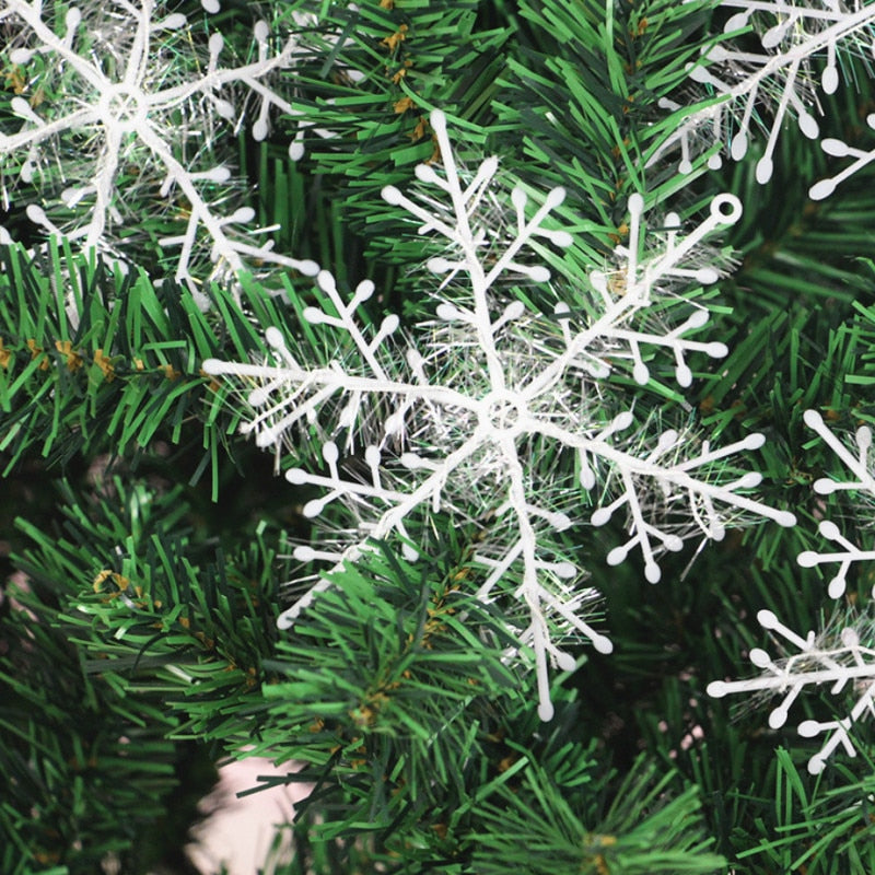 3/9/18/30pcs Christmas Tree Decoration Snowflakes 11cm White Plastic Artificial Snow Christmas Decor Home New Year Party Decor