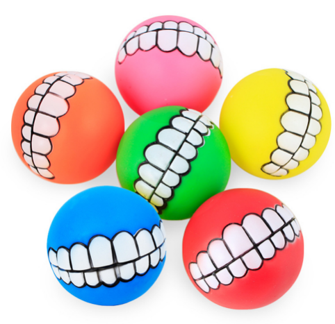 Funny Pets Dog Puppy Cat Ball Teeth Toy PVC Chew Sound Dogs Play Fetching Squeak Toys