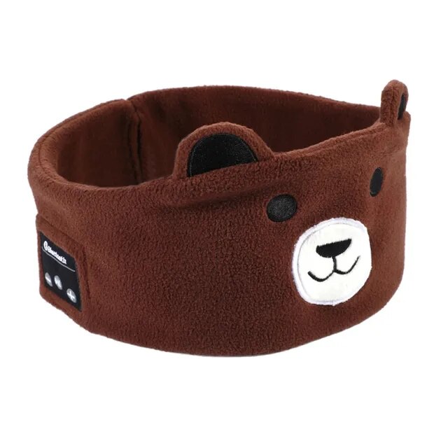 Soft Elastic Comfortable Wireless Music Earphones Kids Animal Sleeping Headphones Eye Mask Bluetooth V5.0 Headphones Headband