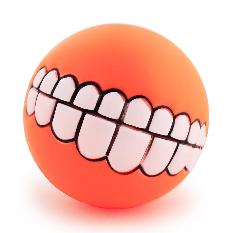 Funny Pets Dog Puppy Cat Ball Teeth Toy PVC Chew Sound Dogs Play Fetching Squeak Toys