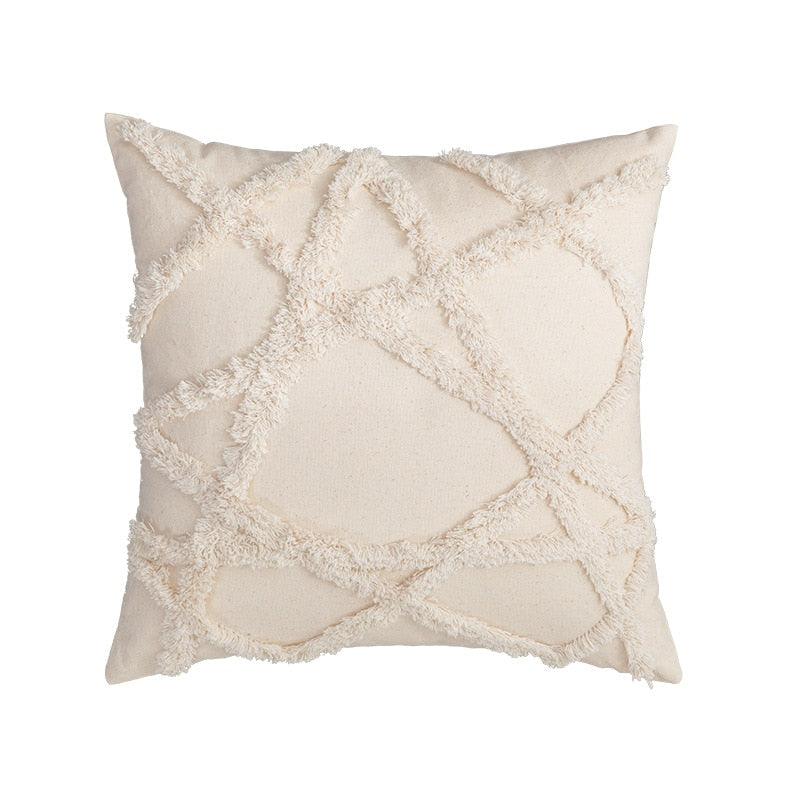 Tassels Cushion Cover 45x45cm Beige White Pillow Covers Decorative Pillow Case Square Home Boho Decor Macrame Pillowcase