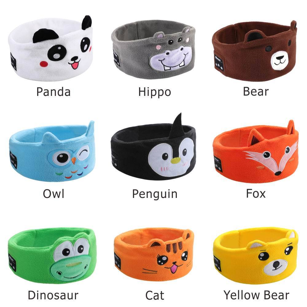 Soft Elastic Comfortable Wireless Music Earphones Kids Animal Sleeping Headphones Eye Mask Bluetooth V5.0 Headphones Headband