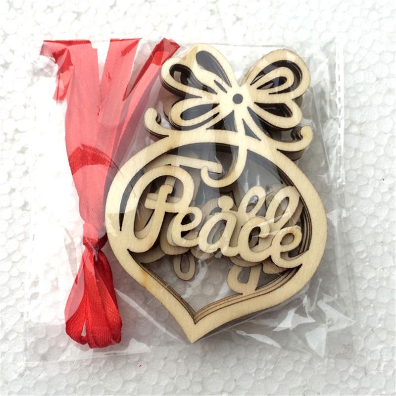6Pc Merry Christmas Decorations For Home Wooden Hollow Ornament Christmas Tree Hanging Pendant Decoration Xmas Decor #WO