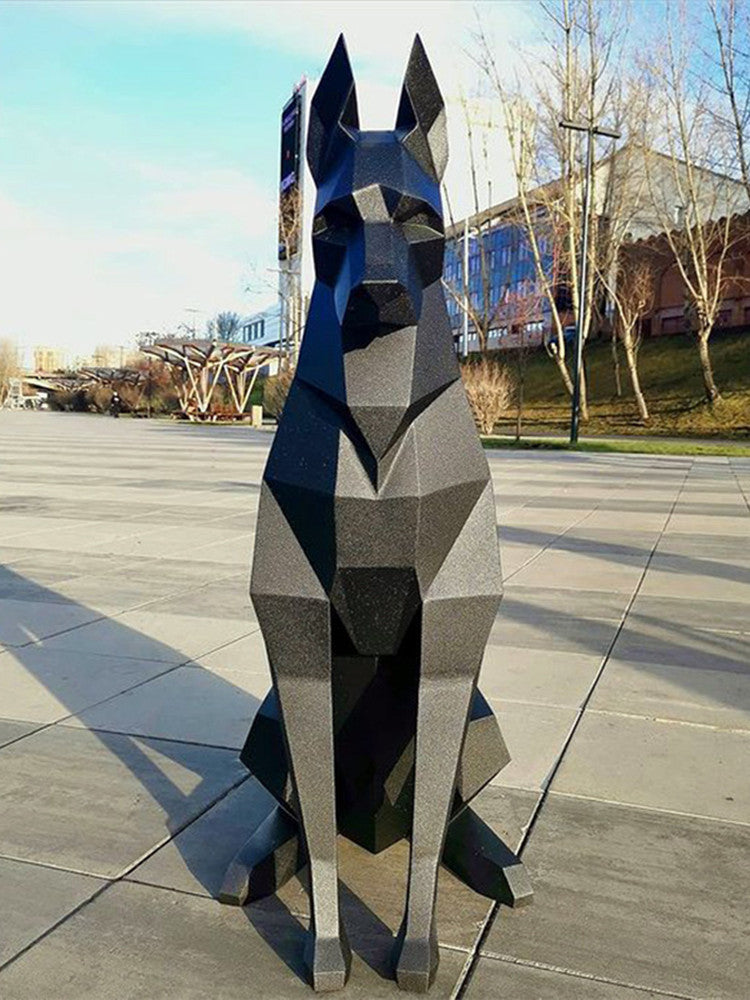 68 or 100cm Doberman Pinscher Black Paper Model Home Decor Geometric Art DIY Handmade Toy Gift