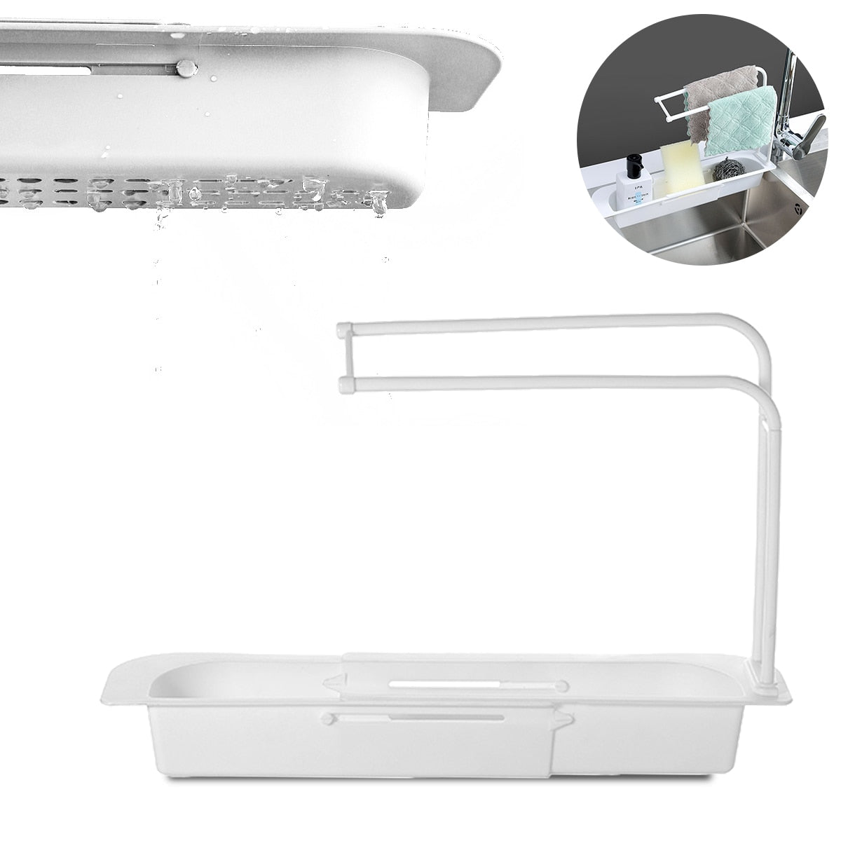 Telescopic Sink Kitchen Drainer Rack Storage Basket Bag Faucet Holder Adjustable Bathroom Holder Sink Kitchen Accessorie