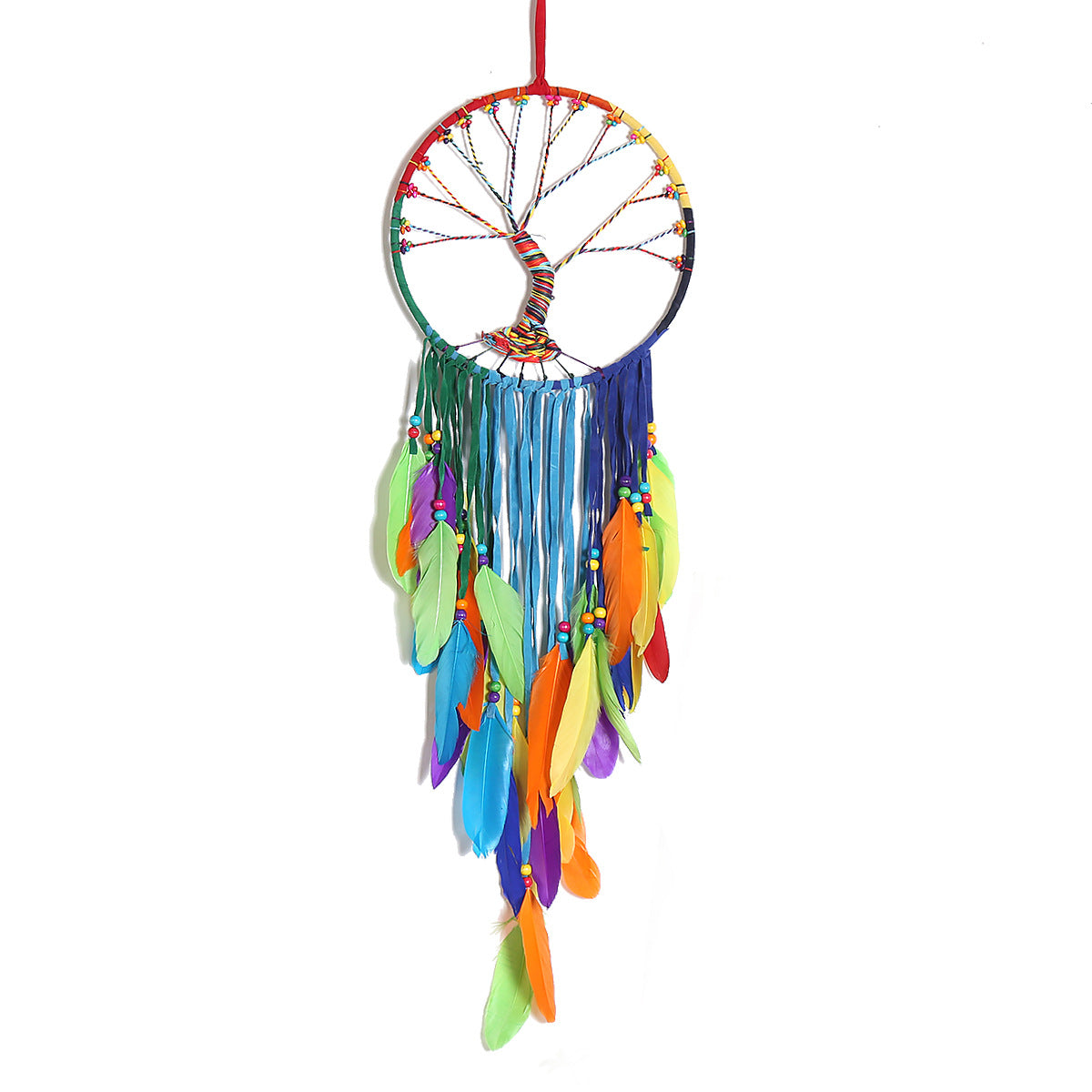 Colorful Bohemian Tapestry Home Decor Tree Of Life Hand Woven Colorful Cloth Feather Pendant