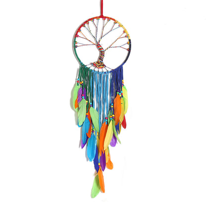 Colorful Bohemian Tapestry Home Decor Tree Of Life Hand Woven Colorful Cloth Feather Pendant