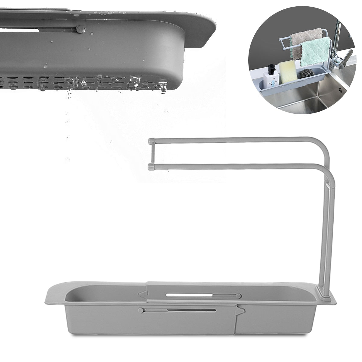 Telescopic Sink Kitchen Drainer Rack Storage Basket Bag Faucet Holder Adjustable Bathroom Holder Sink Kitchen Accessorie
