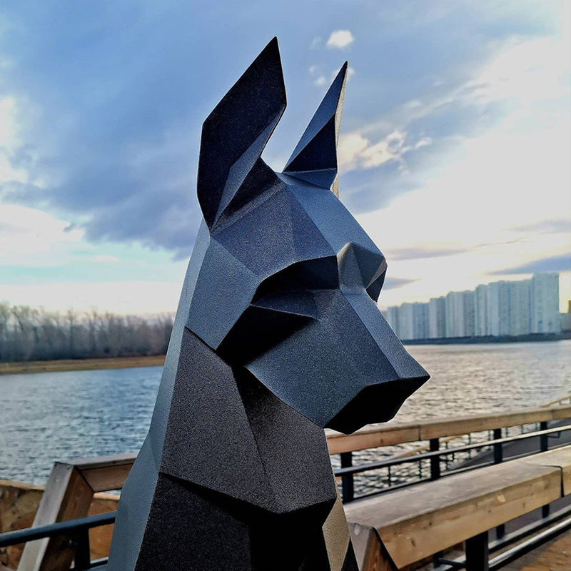 68 or 100cm Doberman Pinscher Black Paper Model Home Decor Geometric Art DIY Handmade Toy Gift