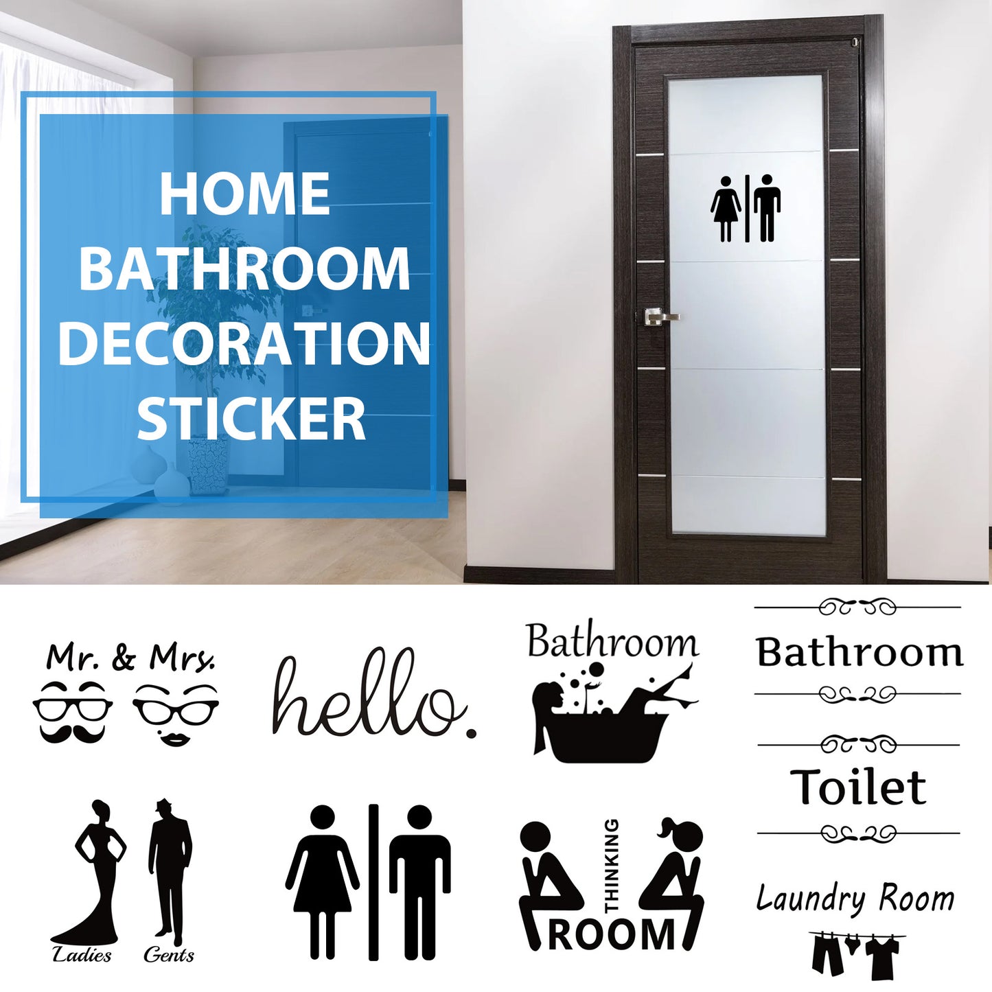 Home Bathroom Decor Wall Stickers Art Stickers Creative Home Decor Bathroom Cute Door Stickers