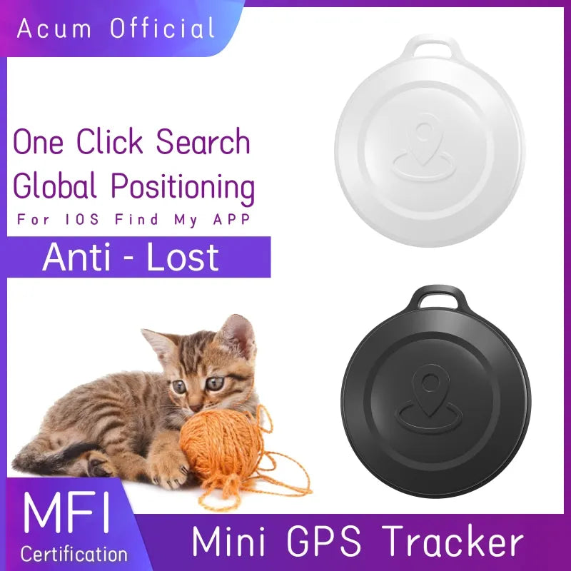 Global GPS Mini Smart Tracker – No Distance Limitation, Waterproof, Pet and Key Finder, Compatible with iOS 'Find My' Network
