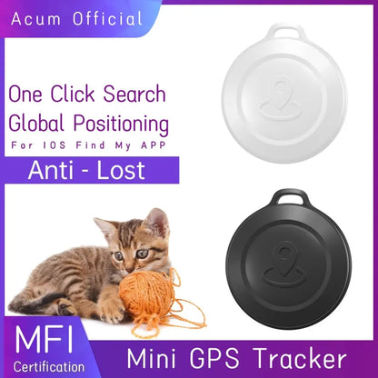 Global GPS Mini Smart Tracker – No Distance Limitation, Waterproof, Pet and Key Finder, Compatible with iOS 'Find My' Network