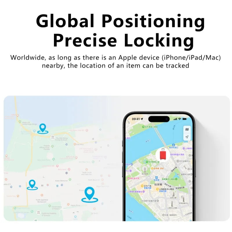 iOS 'Find My' network screen displaying the location of a lost item using the GPS Mini Tracker.